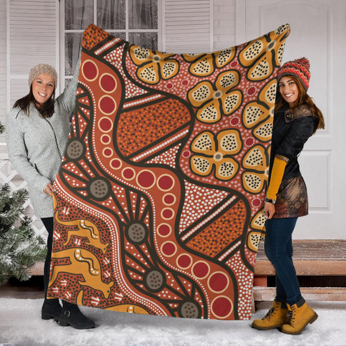 Australia Aboriginal Inspired Blanket -  Aboiginal Inspired Dot Painting Style Australia Aboriginal Inspired Blanket -  Aboiginal Inspired Dot Painting Style