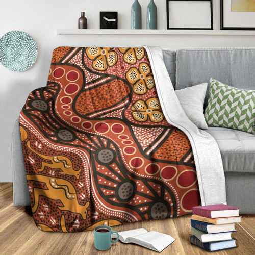 Australia Aboriginal Inspired Blanket -  Aboiginal Inspired Dot Painting Style Australia Aboriginal Inspired Blanket -  Aboiginal Inspired Dot Painting Style