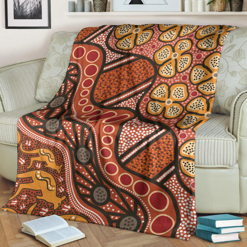Australia Aboriginal Inspired Blanket -  Aboiginal Inspired Dot Painting Style Australia Aboriginal Inspired Blanket -  Aboiginal Inspired Dot Painting Style