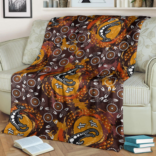 Australia Aboriginal Inspired Blanket - Kangaroo Aboiginal Inspired Dot Painting Style Australia Aboriginal Inspired Blanket - Kangaroo Aboiginal Inspired Dot Painting Style