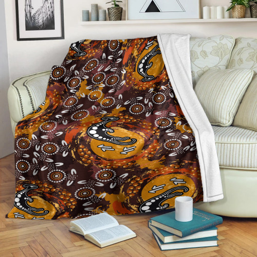 Australia Aboriginal Inspired Blanket - Kangaroo Aboiginal Inspired Dot Painting Style