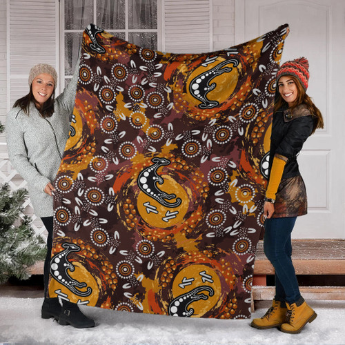 Australia Aboriginal Inspired Blanket - Kangaroo Aboiginal Inspired Dot Painting Style Australia Aboriginal Inspired Blanket - Kangaroo Aboiginal Inspired Dot Painting Style