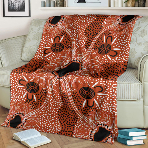 Australia Aboriginal Inspired Blanket - Indigenous Map Aboiginal Inspired Dot Painting Style Australia Aboriginal Inspired Blanket - Indigenous Map Aboiginal Inspired Dot Painting Style