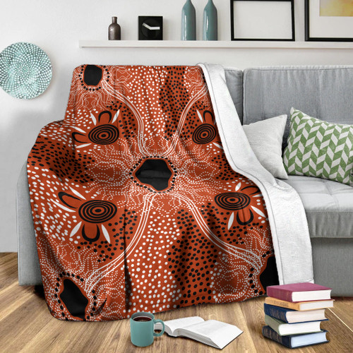 Australia Aboriginal Inspired Blanket - Indigenous Map Aboiginal Inspired Dot Painting Style Australia Aboriginal Inspired Blanket - Indigenous Map Aboiginal Inspired Dot Painting Style