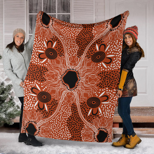 Australia Aboriginal Inspired Blanket - Indigenous Map Aboiginal Inspired Dot Painting Style Australia Aboriginal Inspired Blanket - Indigenous Map Aboiginal Inspired Dot Painting Style