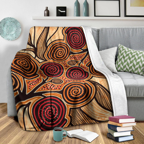 Australia Aboriginal Inspired Blanket - Indigenous Tree Aboiginal Inspired Dot Painting Style Australia Aboriginal Inspired Blanket - Indigenous Tree Aboiginal Inspired Dot Painting Style