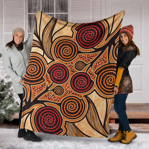 Australia Aboriginal Inspired Blanket - Indigenous Tree Aboiginal Inspired Dot Painting Style Australia Aboriginal Inspired Blanket - Indigenous Tree Aboiginal Inspired Dot Painting Style