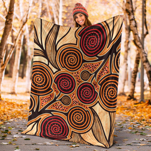 Australia Aboriginal Inspired Blanket - Indigenous Tree Aboiginal Inspired Dot Painting Style Australia Aboriginal Inspired Blanket - Indigenous Tree Aboiginal Inspired Dot Painting Style