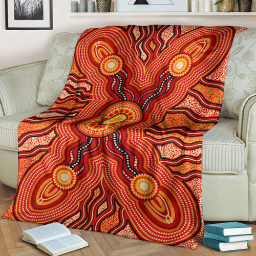 Australia Aboriginal Inspired Blanket - Indigenous Connection Aboiginal Inspired Dot Painting Style Australia Aboriginal Inspired Blanket - Indigenous Connection Aboiginal Inspired Dot Painting Style