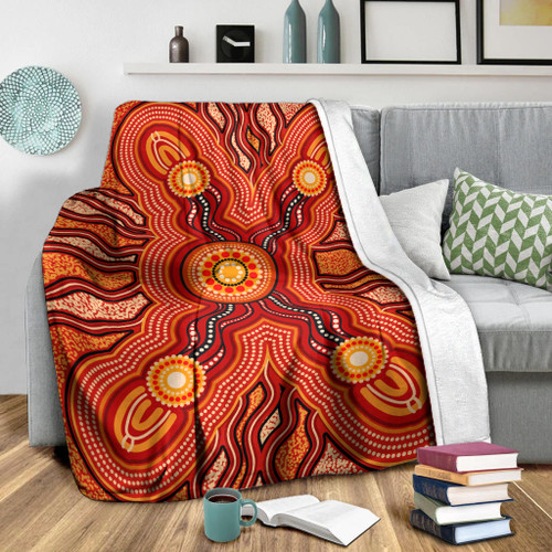 Australia Aboriginal Inspired Blanket - Indigenous Connection Aboiginal Inspired Dot Painting Style Australia Aboriginal Inspired Blanket - Indigenous Connection Aboiginal Inspired Dot Painting Style