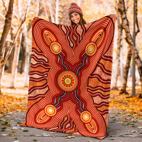 Australia Aboriginal Inspired Blanket - Indigenous Connection Aboiginal Inspired Dot Painting Style Australia Aboriginal Inspired Blanket - Indigenous Connection Aboiginal Inspired Dot Painting Style