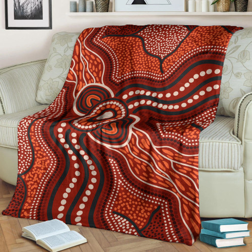 Australia Aboriginal Inspired Blanket - River Aboiginal Inspired Dot Painting Style Australia Aboriginal Inspired Blanket - River Aboiginal Inspired Dot Painting Style