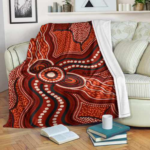 Australia Aboriginal Inspired Blanket - River Aboiginal Inspired Dot Painting Style