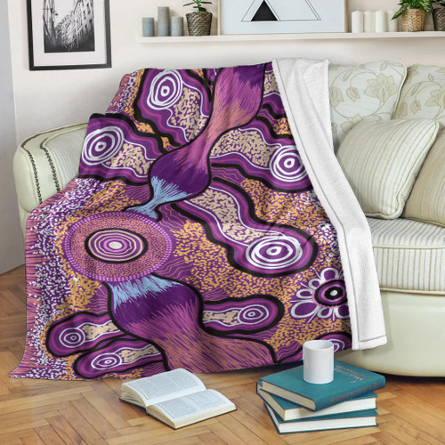 Australia Aboriginal Inspired Blanket - Indigenous Art Aboriginal Inspired Dot Painting Style