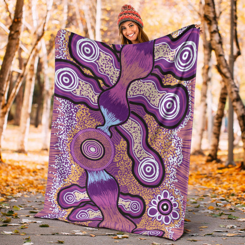 Australia Aboriginal Inspired Blanket - Indigenous Art Aboriginal Inspired Dot Painting Style Australia Aboriginal Inspired Blanket - Indigenous Art Aboriginal Inspired Dot Painting Style