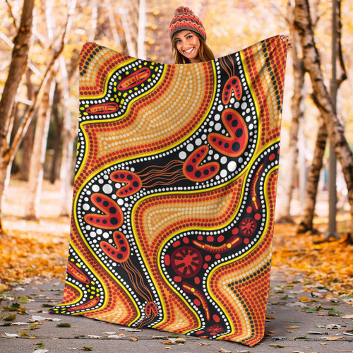 Australia Aboriginal Inspired Blanket - Indigenous Art Aboriginal Inspired Dot Painting Style 2 Australia Aboriginal Inspired Blanket - Indigenous Art Aboriginal Inspired Dot Painting Style 2