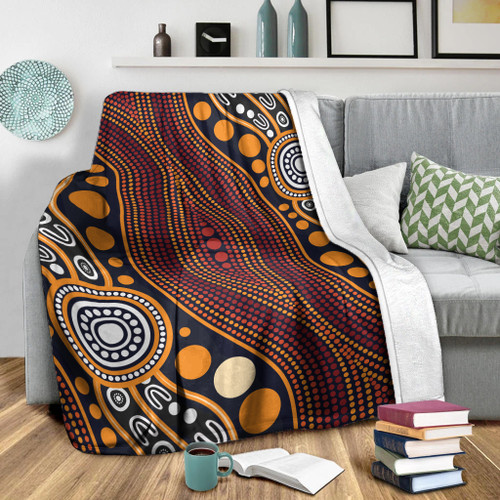 Australia Aboriginal Inspired Blanket - Indigenous Art Aboriginal Inspired Dot Painting Style 3 Australia Aboriginal Inspired Blanket - Indigenous Art Aboriginal Inspired Dot Painting Style 3