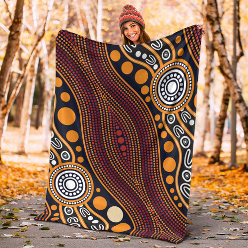 Australia Aboriginal Inspired Blanket - Indigenous Art Aboriginal Inspired Dot Painting Style 3 Australia Aboriginal Inspired Blanket - Indigenous Art Aboriginal Inspired Dot Painting Style 3