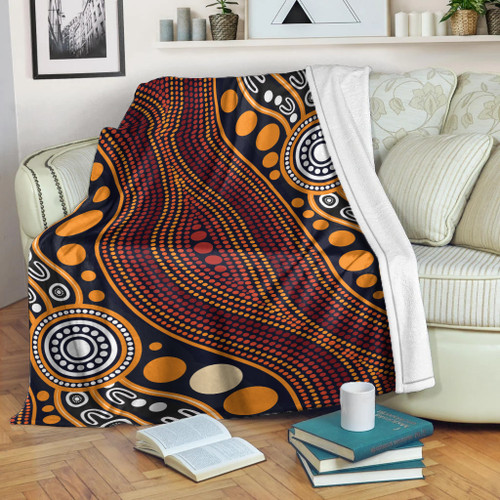 Australia Aboriginal Inspired Blanket - Indigenous Art Aboriginal Inspired Dot Painting Style 3