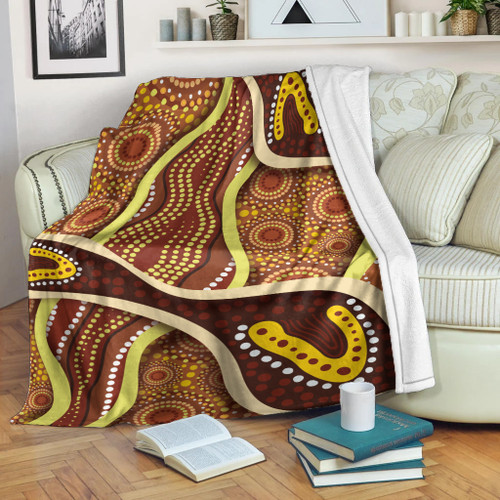 Australia Aboriginal Inspired Blanket - Indigenous Art Aboriginal Inspired Dot Painting Style 5