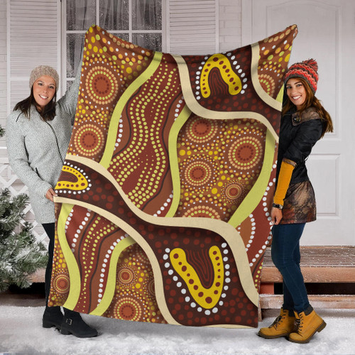 Australia Aboriginal Inspired Blanket - Indigenous Art Aboriginal Inspired Dot Painting Style 5 Australia Aboriginal Inspired Blanket - Indigenous Art Aboriginal Inspired Dot Painting Style 5