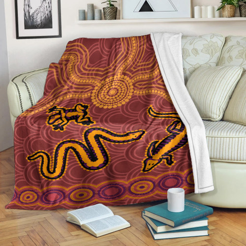 Australia Aboriginal Inspired Blanket - Indigenous Animal Aboriginal Inspired Dot Painting Style