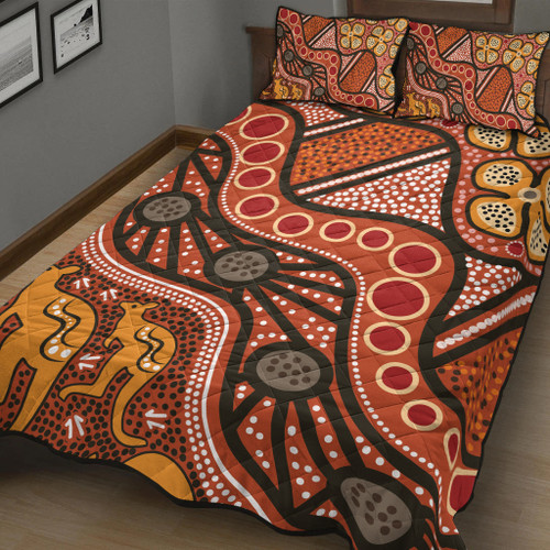 Australia Aboriginal Inspired Quilt Bed Set -  Aboiginal Inspired Dot Painting Style Australia Aboriginal Inspired Quilt Bed Set -  Aboiginal Inspired Dot Painting Style