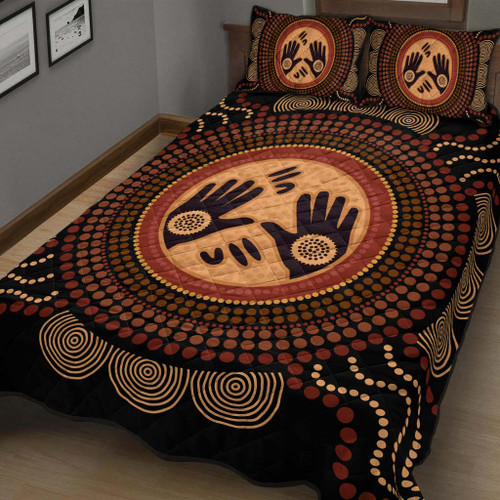 Australia Aboriginal Inspired Quilt Bed Set - Concept Art Aboiginal Inspired Dot Painting Style