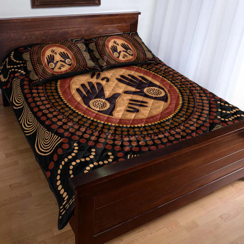 Australia Aboriginal Inspired Quilt Bed Set - Concept Art Aboiginal Inspired Dot Painting Style