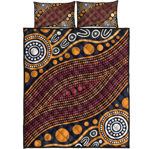 Australia Aboriginal Inspired Quilt Bed Set - Indigenous Art Aboriginal Inspired Dot Painting Style 3 Australia Aboriginal Inspired Quilt Bed Set - Indigenous Art Aboriginal Inspired Dot Painting Style 3
