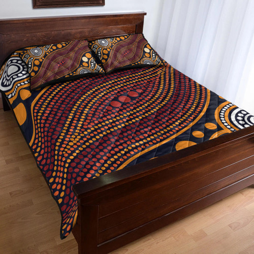 Australia Aboriginal Inspired Quilt Bed Set - Indigenous Art Aboriginal Inspired Dot Painting Style 3 Australia Aboriginal Inspired Quilt Bed Set - Indigenous Art Aboriginal Inspired Dot Painting Style 3