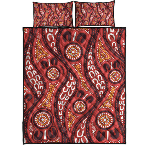 Australia Aboriginal Inspired Quilt Bed Set - Indigenous Art Aboriginal Inspired Dot Painting Style 4 Australia Aboriginal Inspired Quilt Bed Set - Indigenous Art Aboriginal Inspired Dot Painting Style 4