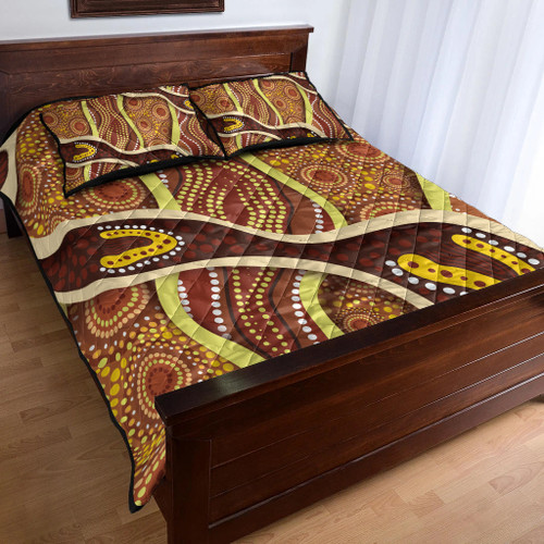 Australia Aboriginal Inspired Quilt Bed Set - Indigenous Art Aboriginal Inspired Dot Painting Style 5 Australia Aboriginal Inspired Quilt Bed Set - Indigenous Art Aboriginal Inspired Dot Painting Style 5