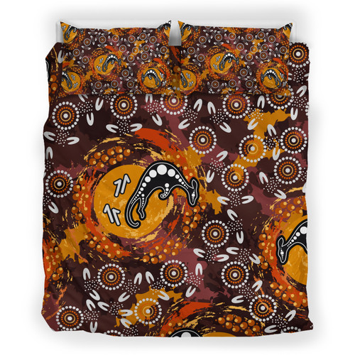 Australia Aboriginal Inspired Bedding Set - Kangaroo Aboiginal Inspired Dot Painting Style Australia Aboriginal Inspired Bedding Set - Kangaroo Aboiginal Inspired Dot Painting Style