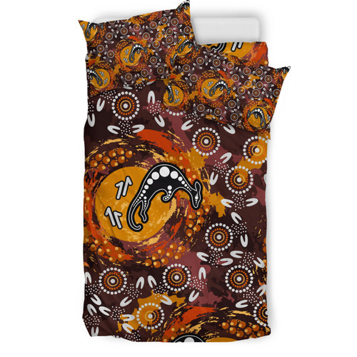Australia Aboriginal Inspired Bedding Set - Kangaroo Aboiginal Inspired Dot Painting Style Australia Aboriginal Inspired Bedding Set - Kangaroo Aboiginal Inspired Dot Painting Style