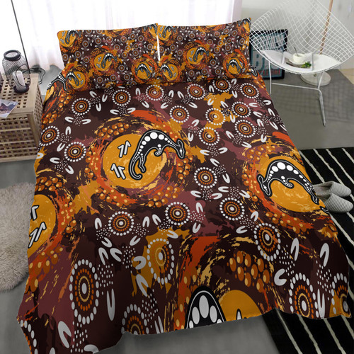 Australia Aboriginal Inspired Bedding Set - Kangaroo Aboiginal Inspired Dot Painting Style Australia Aboriginal Inspired Bedding Set - Kangaroo Aboiginal Inspired Dot Painting Style