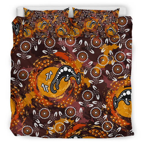 Australia Aboriginal Inspired Bedding Set - Kangaroo Aboiginal Inspired Dot Painting Style Australia Aboriginal Inspired Bedding Set - Kangaroo Aboiginal Inspired Dot Painting Style
