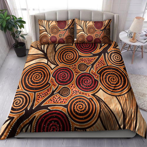 Australia Aboriginal Inspired Bedding Set - Indigenous Tree Aboriginal Inspired Dot Painting Style