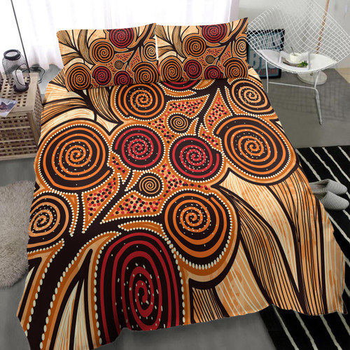 Australia Aboriginal Inspired Bedding Set - Indigenous Tree Aboriginal Inspired Dot Painting Style Australia Aboriginal Inspired Bedding Set - Indigenous Tree Aboriginal Inspired Dot Painting Style
