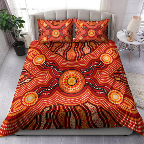 Australia Aboriginal Inspired Bedding Set - Indigenous Connection Aboiginal Inspired Dot Painting Style