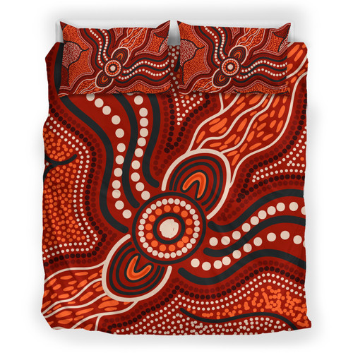 Australia Aboriginal Inspired Bedding Set - River Aboiginal Inspired Dot Painting Style Australia Aboriginal Inspired Bedding Set - River Aboiginal Inspired Dot Painting Style