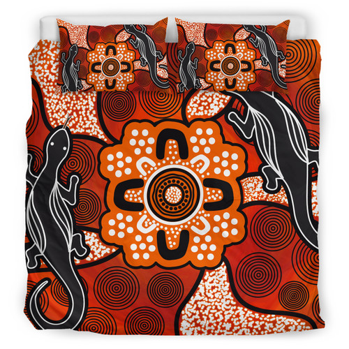 Australia Aboriginal Inspired Bedding Set - Lizard Art Aboriginal Inspired Dot Painting Style Australia Aboriginal Inspired Bedding Set - Lizard Art Aboriginal Inspired Dot Painting Style