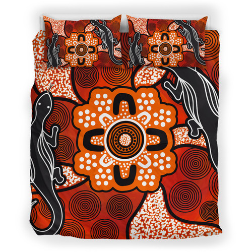 Australia Aboriginal Inspired Bedding Set - Lizard Art Aboriginal Inspired Dot Painting Style Australia Aboriginal Inspired Bedding Set - Lizard Art Aboriginal Inspired Dot Painting Style