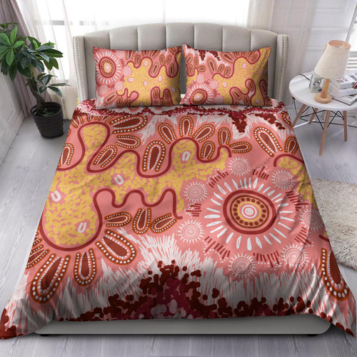 Australia Aboriginal Inspired Bedding Set - Aboriginal Inspired Pattern Dot Painting Style