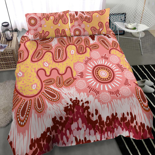 Australia Aboriginal Inspired Bedding Set - Aboriginal Inspired Pattern Dot Painting Style