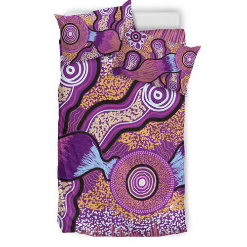Australia Aboriginal Inspired Bedding Set - Indigenous Art Aboriginal Inspired Dot Painting Style Australia Aboriginal Inspired Bedding Set - Indigenous Art Aboriginal Inspired Dot Painting Style