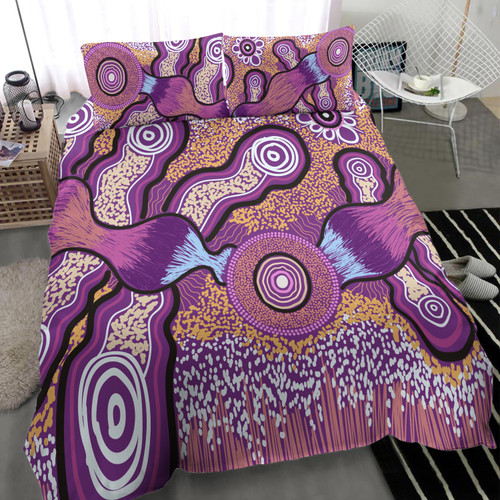 Australia Aboriginal Inspired Bedding Set - Indigenous Art Aboriginal Inspired Dot Painting Style Australia Aboriginal Inspired Bedding Set - Indigenous Art Aboriginal Inspired Dot Painting Style