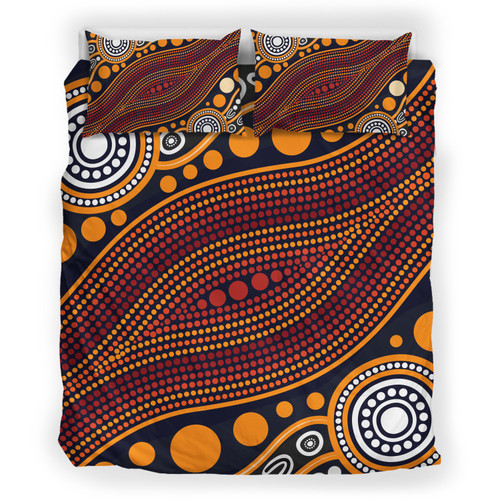 Australia Aboriginal Inspired Bedding Set - Indigenous Art Aboriginal Inspired Dot Painting Style 3 Australia Aboriginal Inspired Bedding Set - Indigenous Art Aboriginal Inspired Dot Painting Style 3