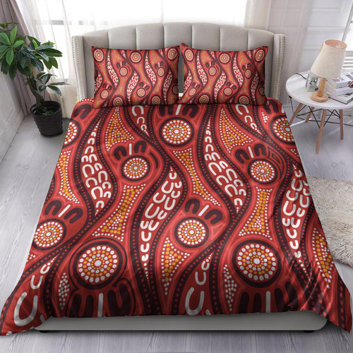 Australia Aboriginal Inspired Bedding Set - Indigenous Art Aboriginal Inspired Dot Painting Style 4