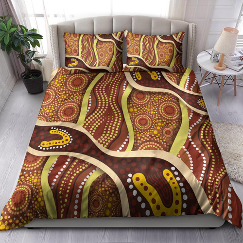 Australia Aboriginal Inspired Bedding Set - Indigenous Art Aboriginal Inspired Dot Painting Style 5
